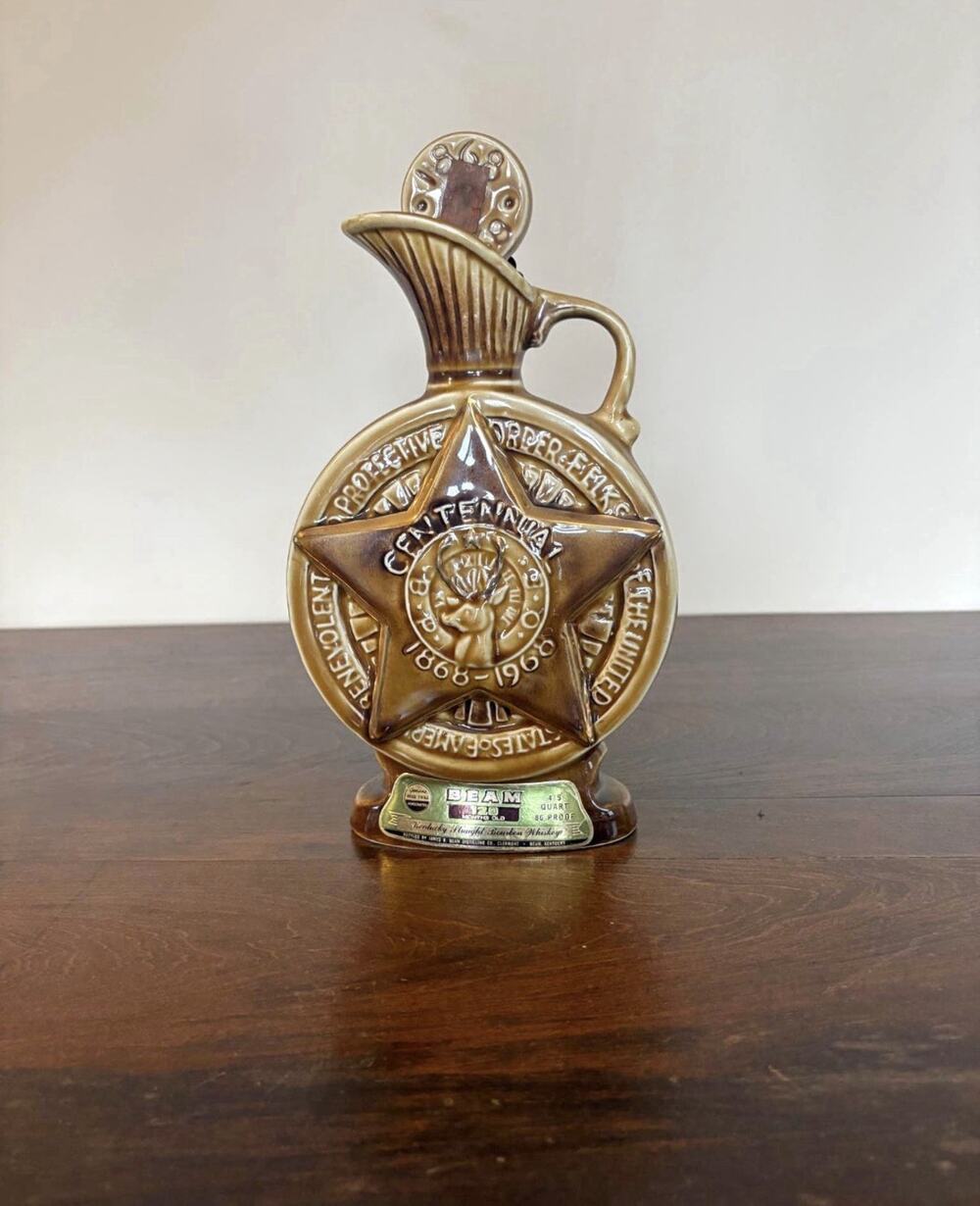 JIM BEAM B.P.O.E. ELKS CENTENNIAL WHISKEY DECANTER 1968 EMPTY